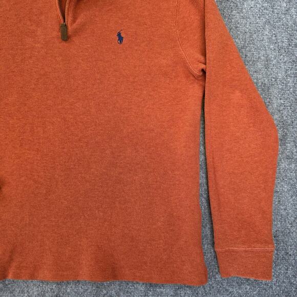 Polo Ralph Lauren Sweater Mens Medium Orange 1/4 Zip Cotton Knit Pullover Preppy - Picture 14 of 16